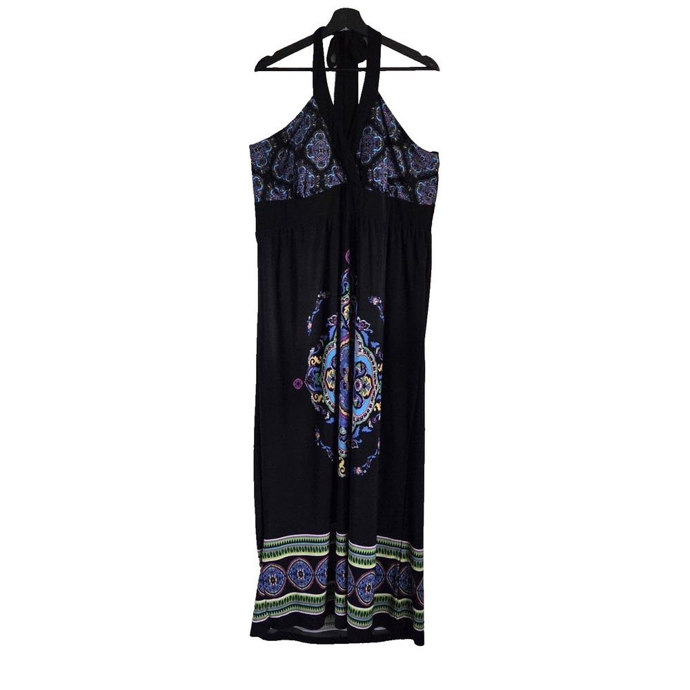 Snap Boho Floral Halter Maxi Summer Dress Size 2X Festival